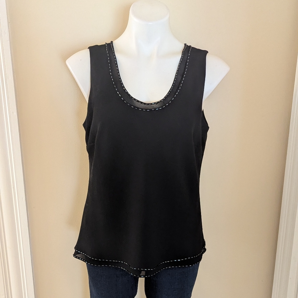 Vintage R&M Richards black beaded tank top size M